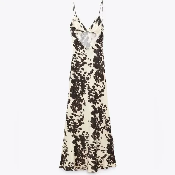 Zara Satin Effect Printed Dress New - Picture 6 of 9